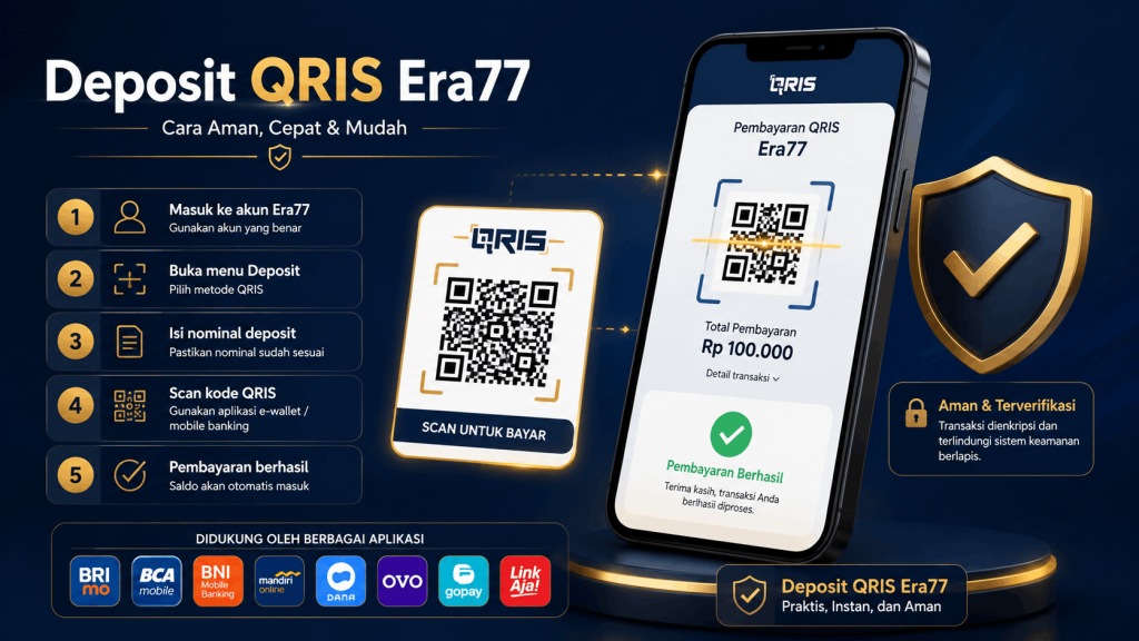 Ilustrasi deposit QRIS Era77 melalui aplikasi pembayaran